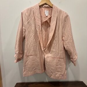 LC Lauren Conrad medium Pink light blazer coat jacket gathered 3/4 sleeve office